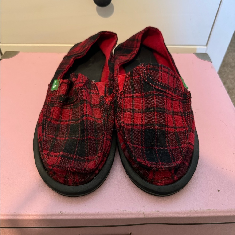 Plaid Sanuk Slip Ons